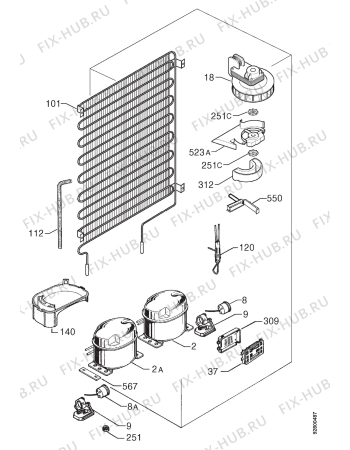 Взрыв-схема холодильника Zanussi ZK22/11RD - Схема узла Cooling system 017