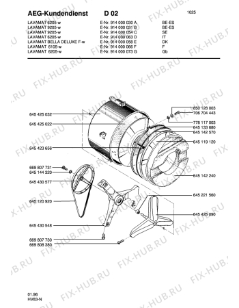 Взрыв-схема стиральной машины Aeg LAV6105 - Схема узла Tub and drum