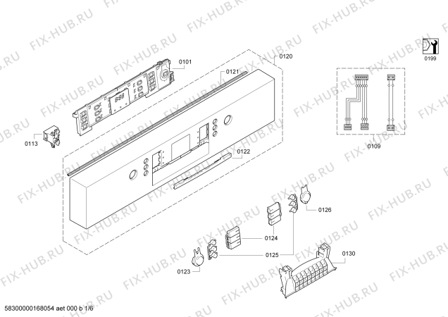 Схема №5 SGE63E06UC с изображением Набор кнопок для электропосудомоечной машины Bosch 10006302