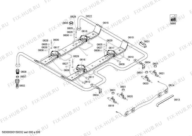 Схема №5 HSV745055N с изображением Столешница для электропечи Bosch 00248818