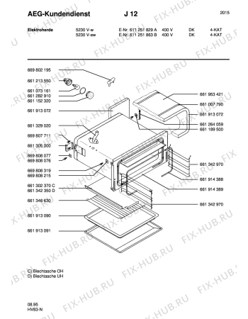 Взрыв-схема плиты (духовки) Aeg 5230V-W DK - Схема узла Section6