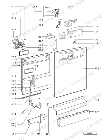 Схема №2 ADP 2552 WH с изображением Панель для посудомоечной машины Whirlpool 481245370702