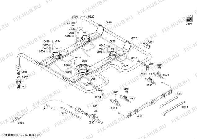 Взрыв-схема плиты (духовки) Bosch HGA34W355R - Схема узла 06