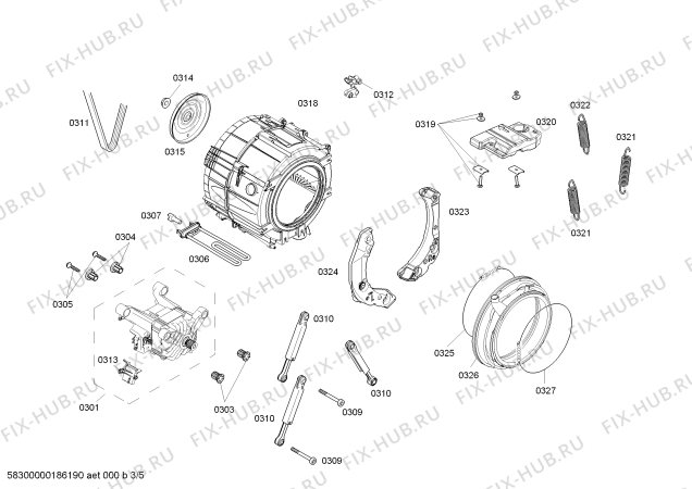 Взрыв-схема стиральной машины Siemens WM12P360IN Siemens iQ500 - Схема узла 03