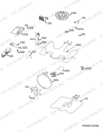 Взрыв-схема плиты (духовки) Aeg BPE552220B - Схема узла Electrical equipment