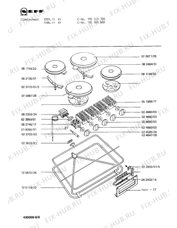 Взрыв-схема плиты (духовки) Neff 195303395 1393.11XY - Схема узла 06