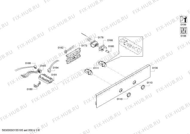Схема №6 HBA23B520J с изображением Панель управления для плиты (духовки) Bosch 00673588