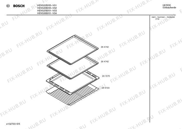 Взрыв-схема плиты (духовки) Bosch HEN522B - Схема узла 06