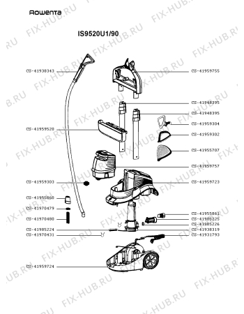 Схема №1 IT9501E2/90 с изображением Контейнер для утюга (парогенератора) Rowenta CS-41959757