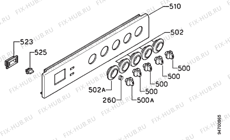 Взрыв-схема плиты (духовки) Zanussi ZCG6000W - Схема узла Command panel 037