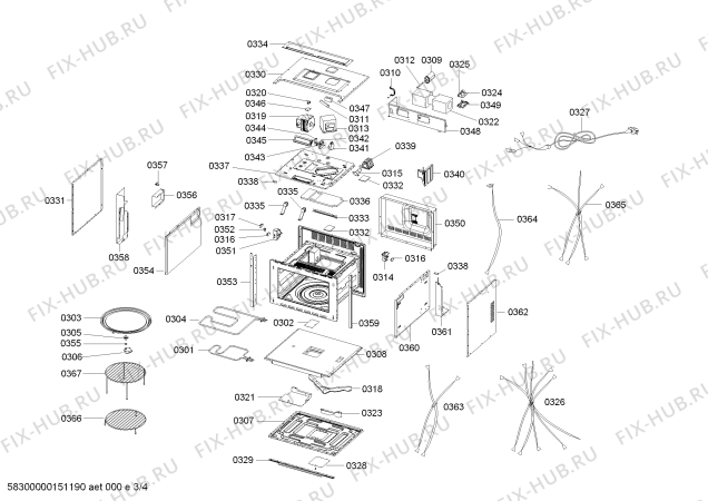 Взрыв-схема плиты (духовки) Bosch HBC84H500W - Схема узла 03