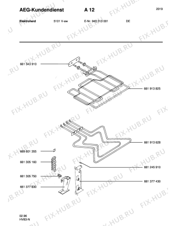 Взрыв-схема плиты (духовки) Aeg 5101V-W - Схема узла Section4