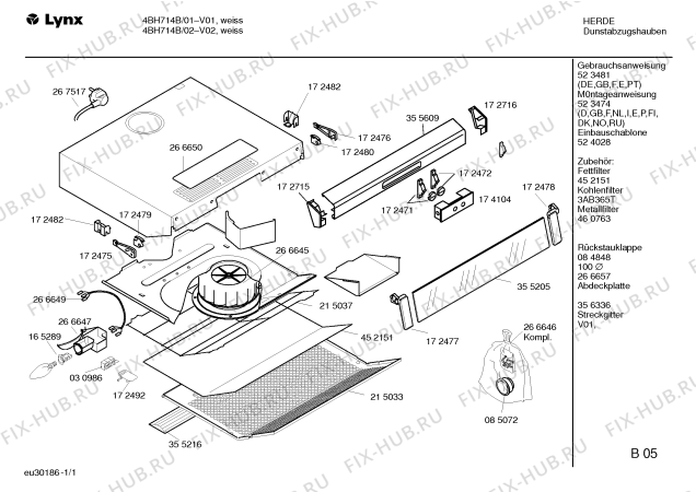 Схема №1 4BH714B с изображением Панель для электровытяжки Bosch 00174104