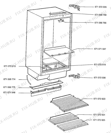 Взрыв-схема холодильника Aeg S1500-4IU - Схема узла Cabinet + armatures