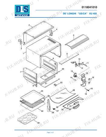 Схема №1 XU455 с изображением Панель для электропечи DELONGHI 7018114400