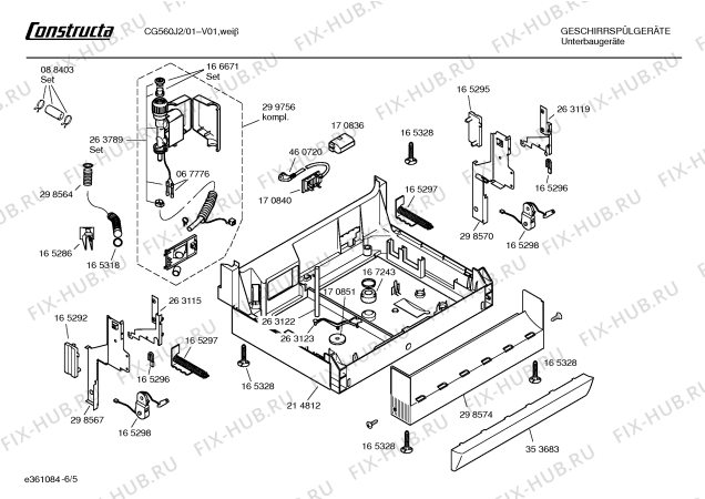 Схема №5 CG561J2 с изображением Передняя панель для посудомойки Bosch 00361937