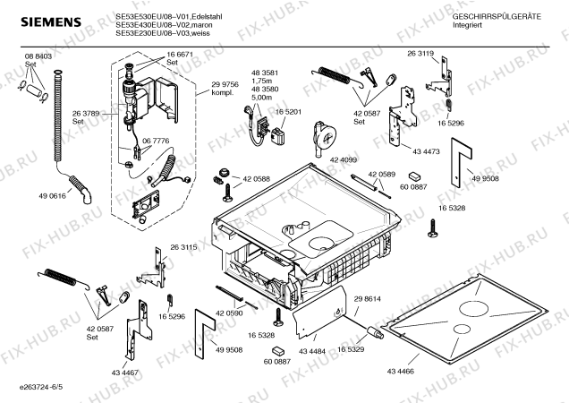 Схема №4 SE53E430EU с изображением Инструкция по эксплуатации для посудомоечной машины Siemens 00589748
