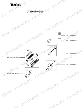 Схема №1 JT3500F0/GU0 с изображением Элемент корпуса для электроэпилятора Tefal FS-9100034352