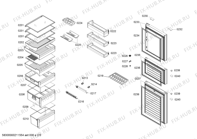 Схема №3 KG27FS230C CN FRFC Domestic с изображением Выдвижной ящик для холодильной камеры Siemens 11014074