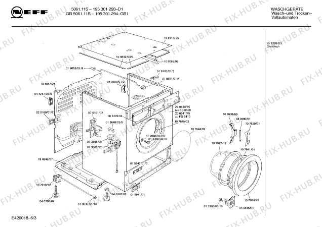 Схема №5 195301294 GB-5061.11S с изображением Панель для стиральной машины Bosch 00113829