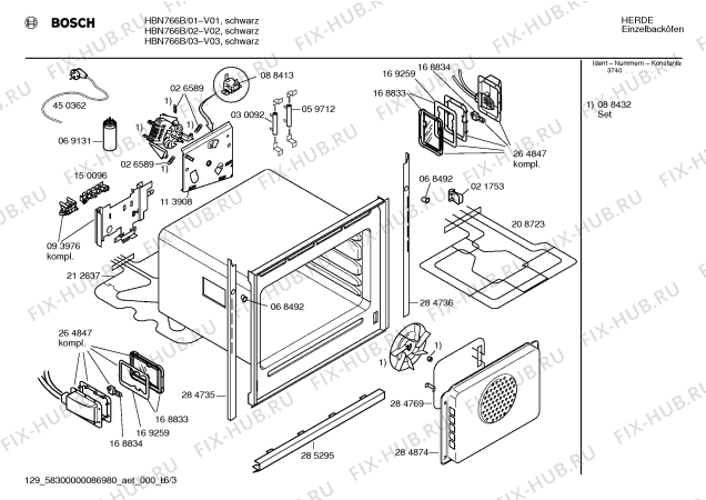 Схема №6 HBN766B с изображением Панель управления для плиты (духовки) Bosch 00354225