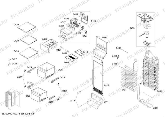 Взрыв-схема холодильника Siemens KA63DV00TI - Схема узла 04