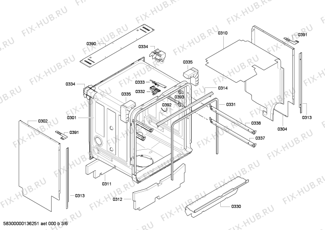 Взрыв-схема посудомоечной машины Bosch SMU48T05SK - Схема узла 03