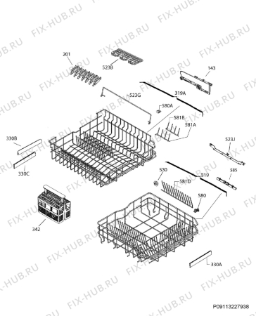 Взрыв-схема посудомоечной машины Aeg FSK52600P - Схема узла Basket 160
