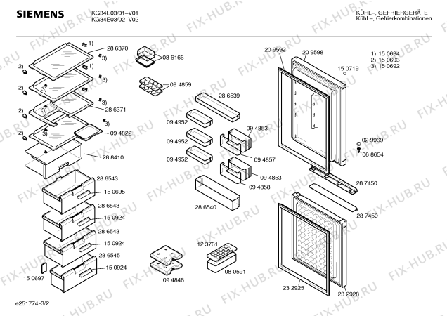 Взрыв-схема холодильника Siemens KG34E03 - Схема узла 02