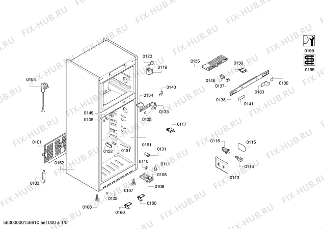Схема №4 KDN53A01NE с изображением Дверь морозильной камеры для холодильной камеры Bosch 00683551