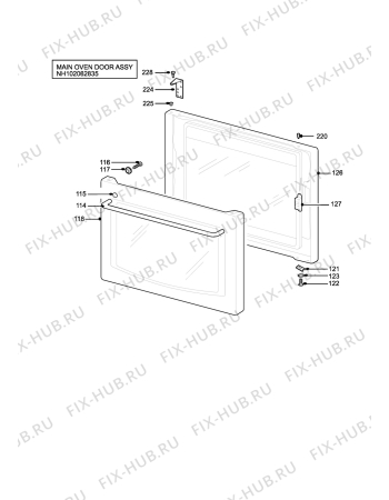 Взрыв-схема плиты (духовки) Parkinson Cowan CSG404CN - Схема узла H10 Main Oven Door (large)