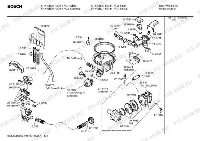 Взрыв-схема посудомоечной машины Bosch SHX46B02UC Bosch - Схема узла 04