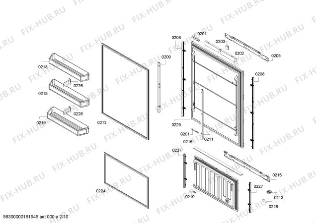 Схема №9 B30BB830SS с изображением Поднос для холодильной камеры Bosch 00687175