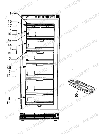 Взрыв-схема холодильника Electrolux GSE2100 - Схема узла Internal parts