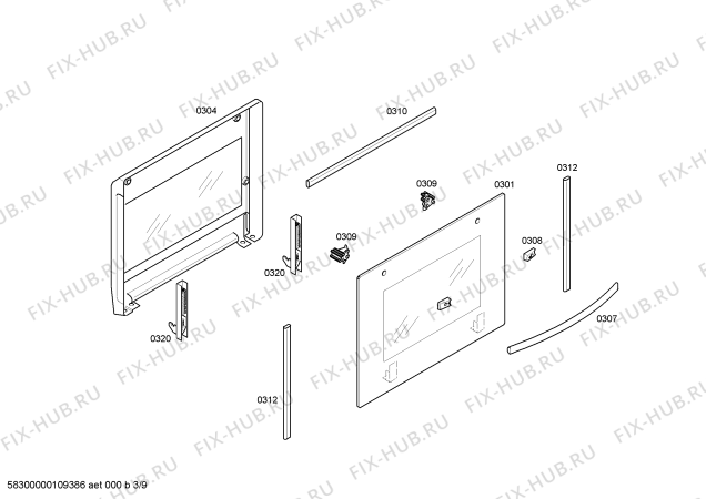 Схема №8 U1322S0GB с изображением Фронтальное стекло для плиты (духовки) Bosch 00443892
