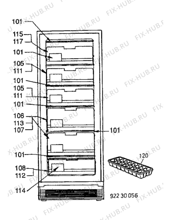 Взрыв-схема холодильника Electrolux EU2102C - Схема узла Internal parts