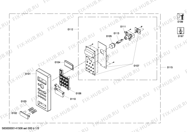 Схема №3 HF15G561 с изображением Панель управления для свч печи Siemens 00662377