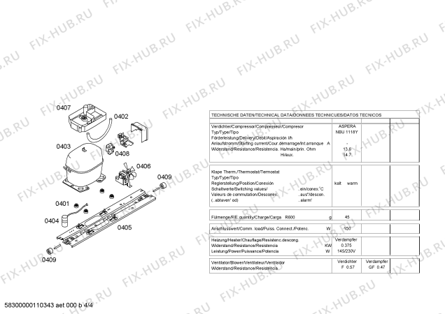 Взрыв-схема холодильника Bosch KGU34105 - Схема узла 04