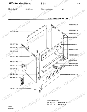 Взрыв-схема плиты (духовки) Aeg 5311V-W - Схема узла Section1