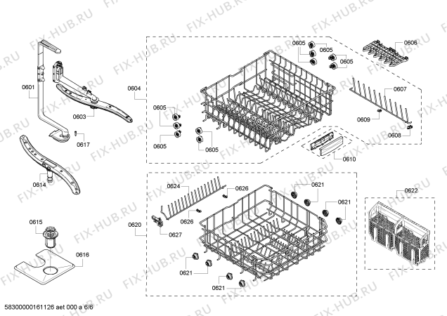 Взрыв-схема посудомоечной машины Bosch SHX43RH5UC SilencePlus 48dBA - Схема узла 06