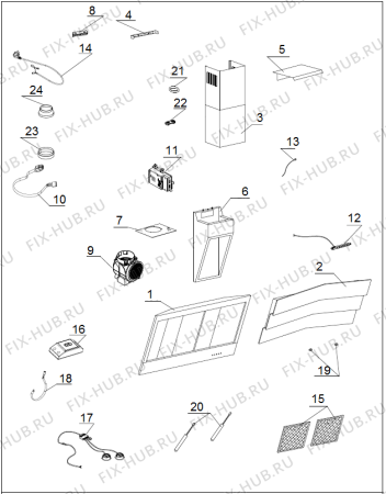 Схема №1 DVG9446HB (364713, HO750) с изображением Дверь для вытяжки Gorenje 402545