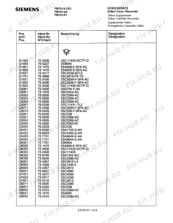 Схема №11 FM701K1EU с изображением Инструкция по эксплуатации для видеоэлектроники Siemens 00530702