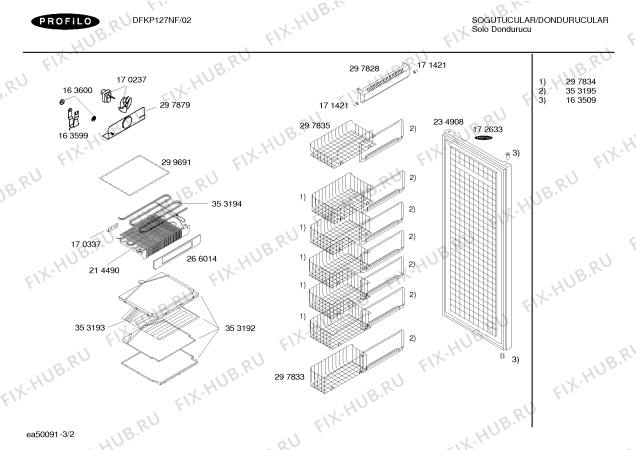 Взрыв-схема холодильника Profilo DFKP127NF - Схема узла 02