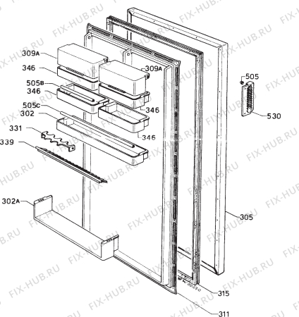 Взрыв-схема холодильника Zanussi Z9243R - Схема узла Door 003