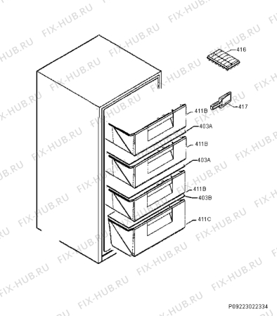 Взрыв-схема холодильника Zanussi ZBF11421SV - Схема узла Internal parts