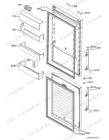 Взрыв-схема холодильника Rex Electrolux RN3615MOW - Схема узла Door 003