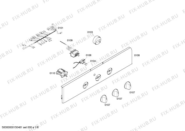 Схема №6 HBN210S0 с изображением Кабель для духового шкафа Bosch 00652418