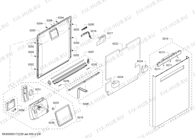 Взрыв-схема посудомоечной машины Bosch SHP65T55UC SilencePlus 44 dBA - Схема узла 02