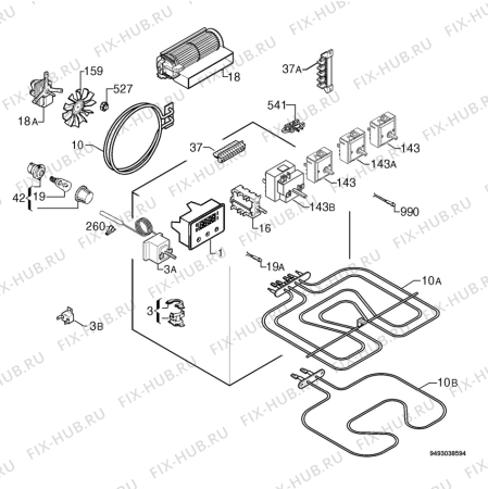 Взрыв-схема плиты (духовки) Privileg 181530_60884 - Схема узла Electrical equipment 268