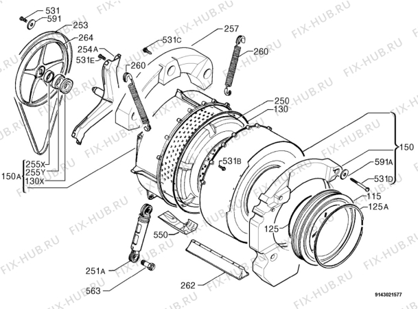 Взрыв-схема стиральной машины Electrolux EWN820 - Схема узла Functional parts 267